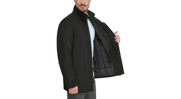 Dockers Wool Blend Walking Coat W/ Bib Black