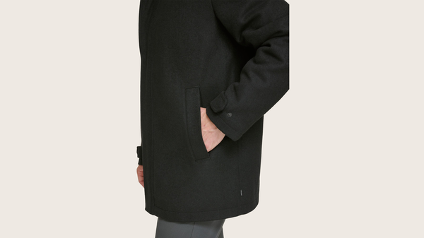 Dockers Wool Blend Walking Coat W/ Bib Black