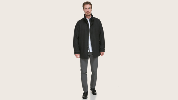 dockers Wool Blend Walking Coat w/ Bib Black