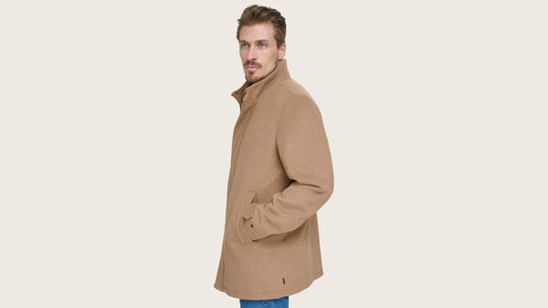 Dockers Wool Blend Walking Coat W/ Bib Tan