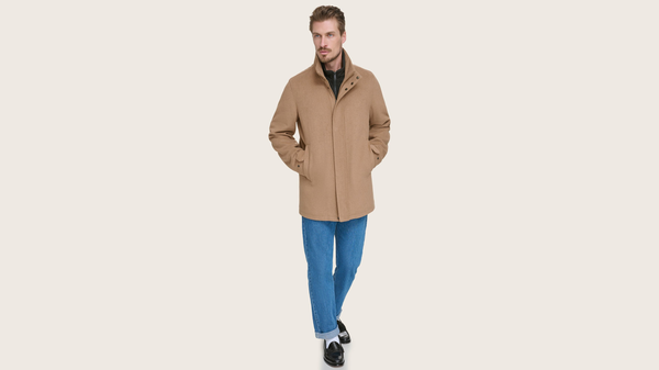 dockers Wool Blend Walking Coat w/ Bib Tan