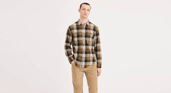dockers Work Shirt Regular Fit Brown