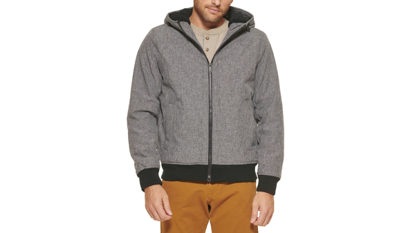 dockers Zip Up Softshell Hoodie Heather Grey