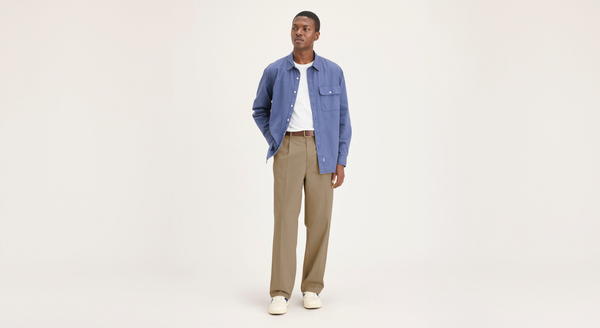 dockers Eighty-Six Original Pleated Chinos Loose Fit Khaki