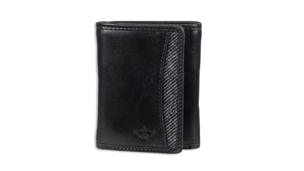dockers Extra Capacity Trifold Herringbone Wallet Black