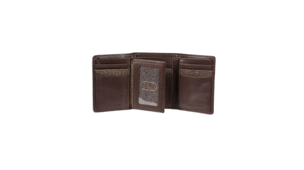 Dockers Extra Capacity Trifold Herringbone Wallet Brown