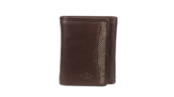 dockers Extra Capacity Trifold Herringbone Wallet Brown