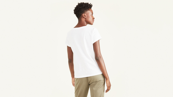 Dockers Favorite V-Neck Tee Shirt Slim Fit Lucent White