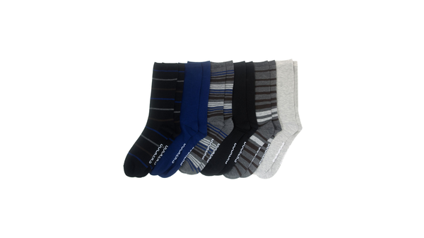 dockers Flat Knit Crew Socks with Embroidery 6 Pack Black/Blue/Grey