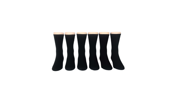 Dockers Flat Knit Crew Socks With Embroidery 6 Pack Black