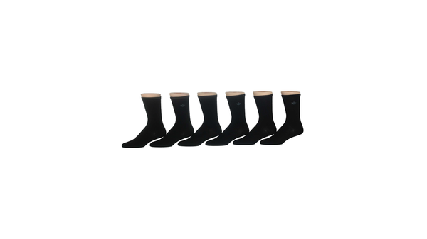 Dockers Flat Knit Crew Socks With Embroidery 6 Pack Black
