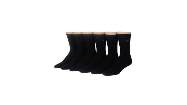 Dockers Flat Knit Crew Socks With Embroidery 6 Pack Black