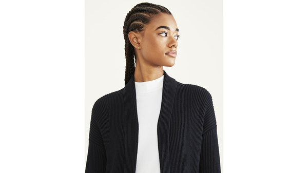 Dockers Long Cardigan Sweater Relaxed Fit Beautiful Black