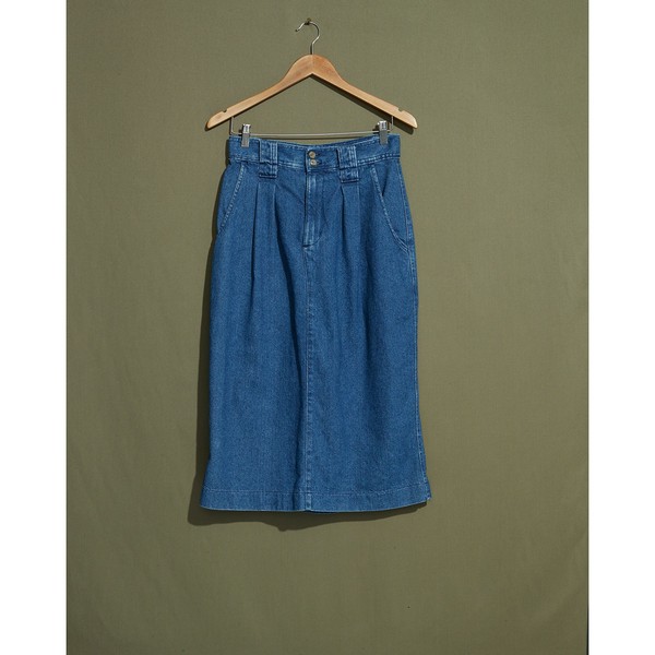 dockers Made in USA Pleated Denim Skirt - 28 x 30 Blue