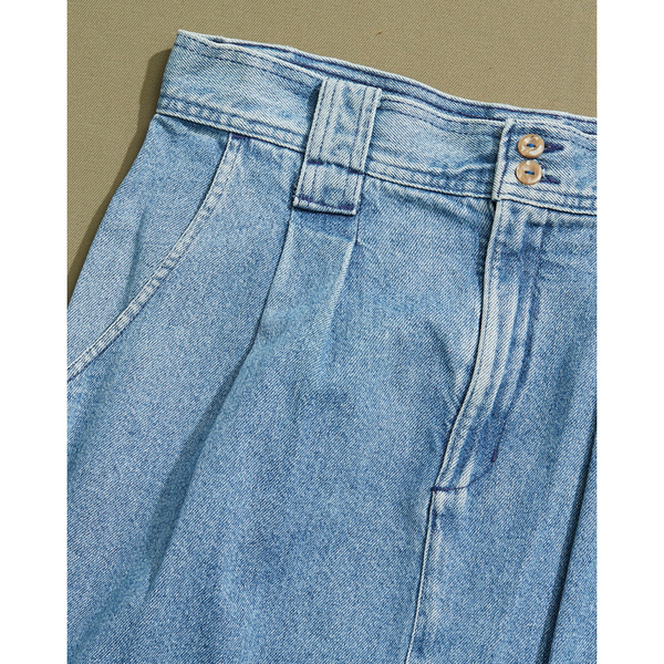 Dockers Made In USA Pleated Denim Skirt - 33 X 30 Blue