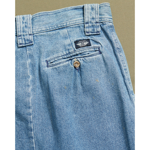 Dockers Made In USA Pleated Denim Skirt - 33 X 30 Blue