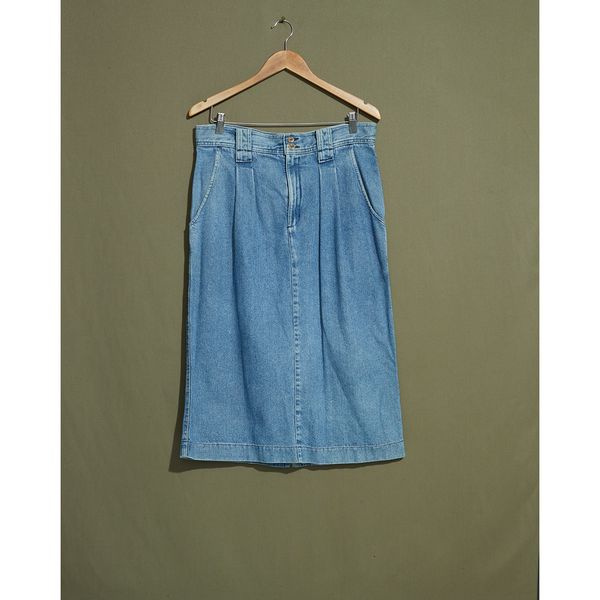 dockers Made in USA Pleated Denim Skirt - 33 x 30 Blue