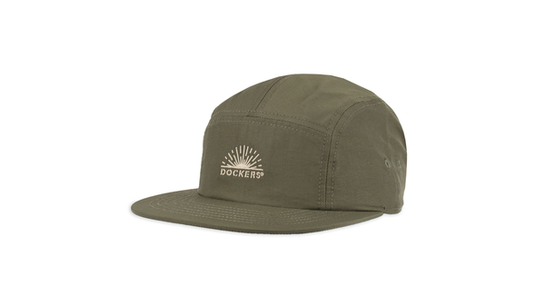 dockers Nylon Camp Hat with Embroidered Logo and Flat Brim Green