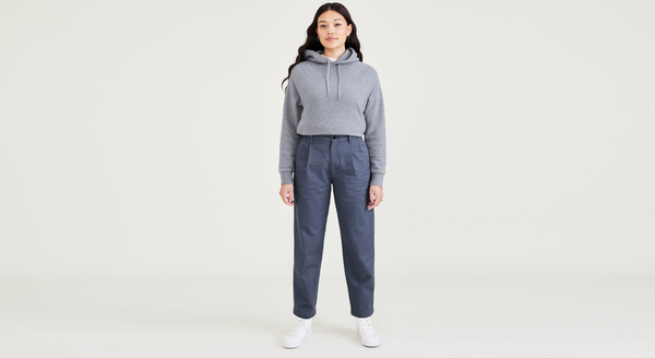 dockers Original Khakis Pleated High Waisted Tapered Fit Blue