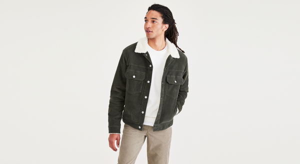 Dockers Original Sherpa Trucker Jacket Regular Fit Green