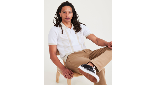Dockers Polo Sweater Regular Fit Shore Stripe Lucent White