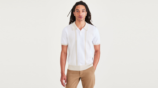 dockers Polo Sweater Regular Fit Shore Stripe Lucent White