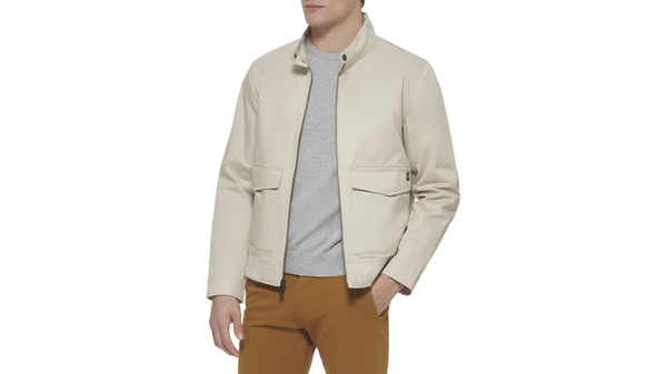 Dockers Poly Cotton Twill Barracuda Bomber W/ Harrington Pockets Sahara Khaki