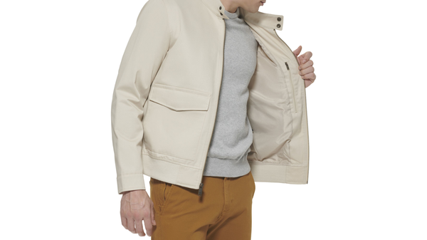 Dockers Poly Cotton Twill Barracuda Bomber W/ Harrington Pockets Sahara Khaki