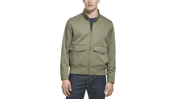 dockers Poly Cotton Twill Barracuda Bomber w/ Harrington Pockets Green