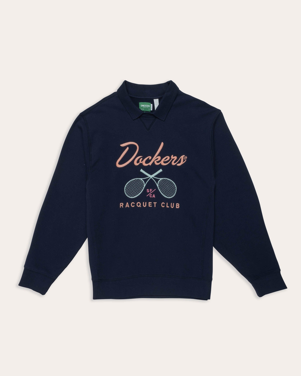 Dockers Racquet Club Collared Sweatshirt Relaxed Fit Blue