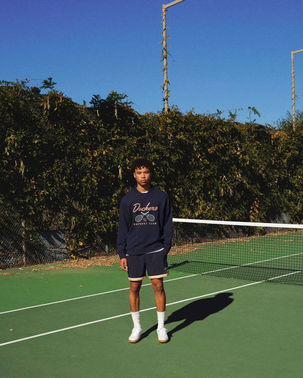 Dockers Racquet Club Collared Sweatshirt Relaxed Fit Blue