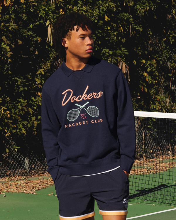 dockers Racquet Club Collared Sweatshirt Relaxed Fit Blue