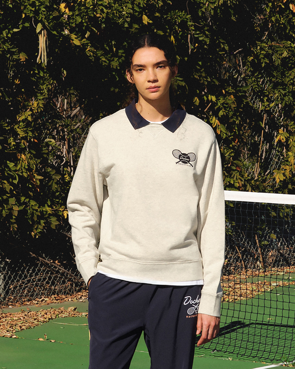 dockers Racquet Club Collared Sweatshirt Relaxed Fit Grey