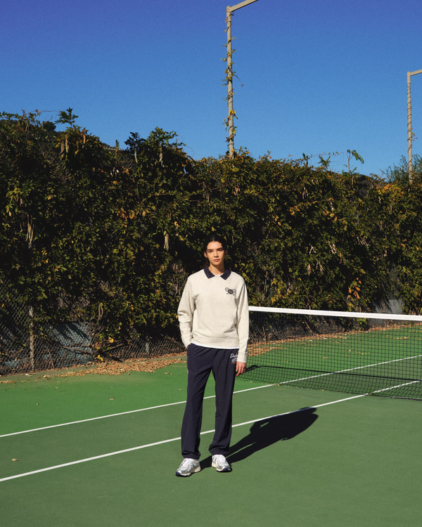 Dockers Racquet Club Collared Sweatshirt Relaxed Fit Grey