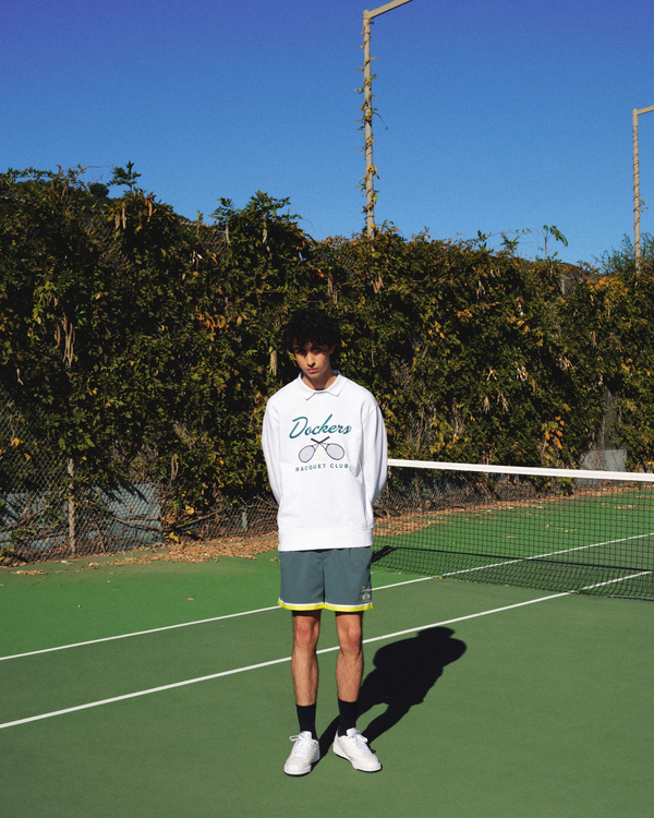 dockers Racquet Club Collared Sweatshirt Relaxed Fit Lucent White