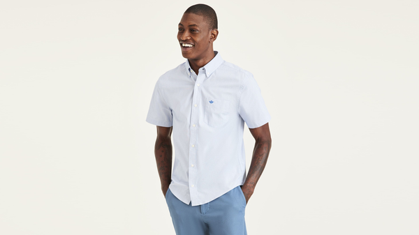 dockers Signature Comfort Flex Shirt Classic Fit (Big and Tall) Blue
