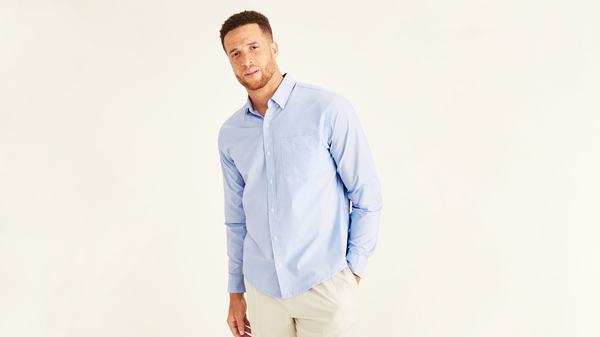 dockers Signature Comfort Flex Shirt Classic Fit (Big and Tall) Blue