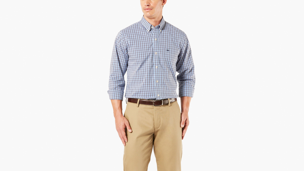 dockers Signature Comfort Flex Shirt Classic Fit (Big and Tall) Blue