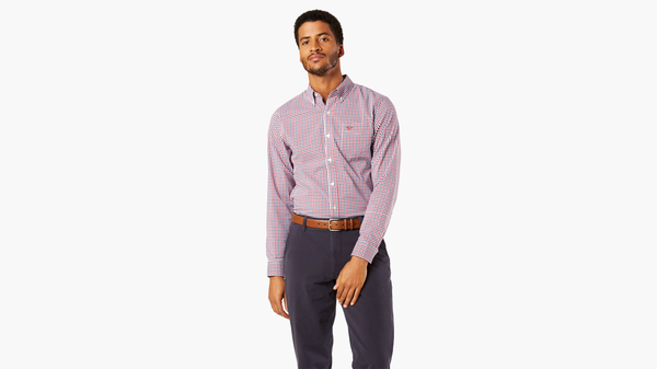 dockers Signature Comfort Flex Shirt Classic Fit (Big and Tall) Rio Red