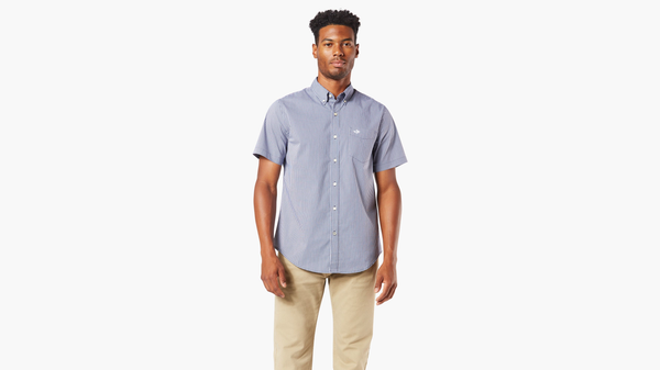 dockers Signature Comfort Flex Shirt Classic Fit (Big and Tall) Medieval Blue