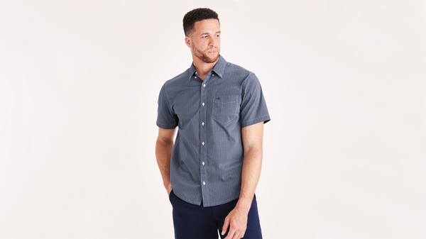 dockers Signature Comfort Flex Shirt Classic Fit (Big and Tall) Ocean Blue