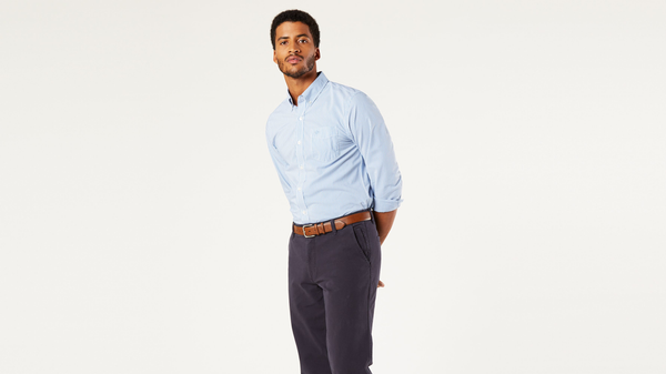dockers Signature Comfort Flex Shirt Classic Fit (Big and Tall) Blue
