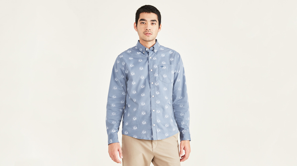 dockers Signature Comfort Flex Shirt Classic Fit Blue
