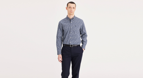 dockers Signature Comfort Flex Shirt Classic Fit Blue