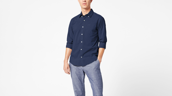 dockers Signature Comfort Flex Shirt Classic Fit Medieval Blue