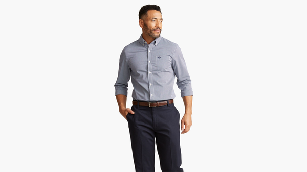dockers Signature Comfort Flex Shirt Classic Fit Medieval Blue