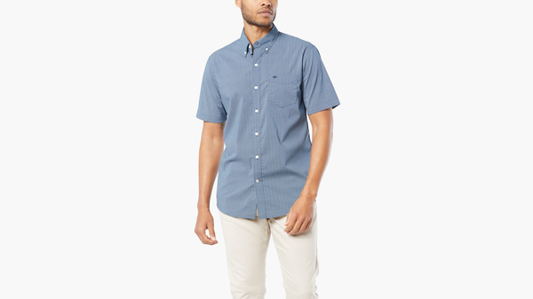 dockers Signature Comfort Flex Shirt Classic Fit Ocean Blue