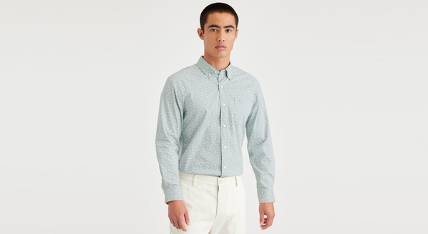 dockers Signature Comfort Flex Shirt Classic Fit Pipa Harbor Grey
