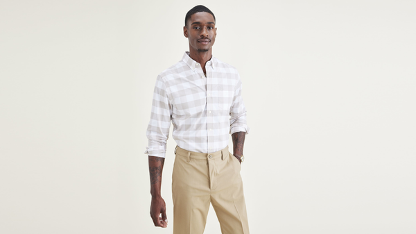dockers Signature Comfort Flex Shirt Classic Fit Sahara Khaki
