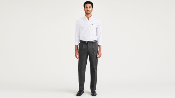 dockers Signature Iron Free Khakis Pleated Classic Fit with Stain Defender® Grey